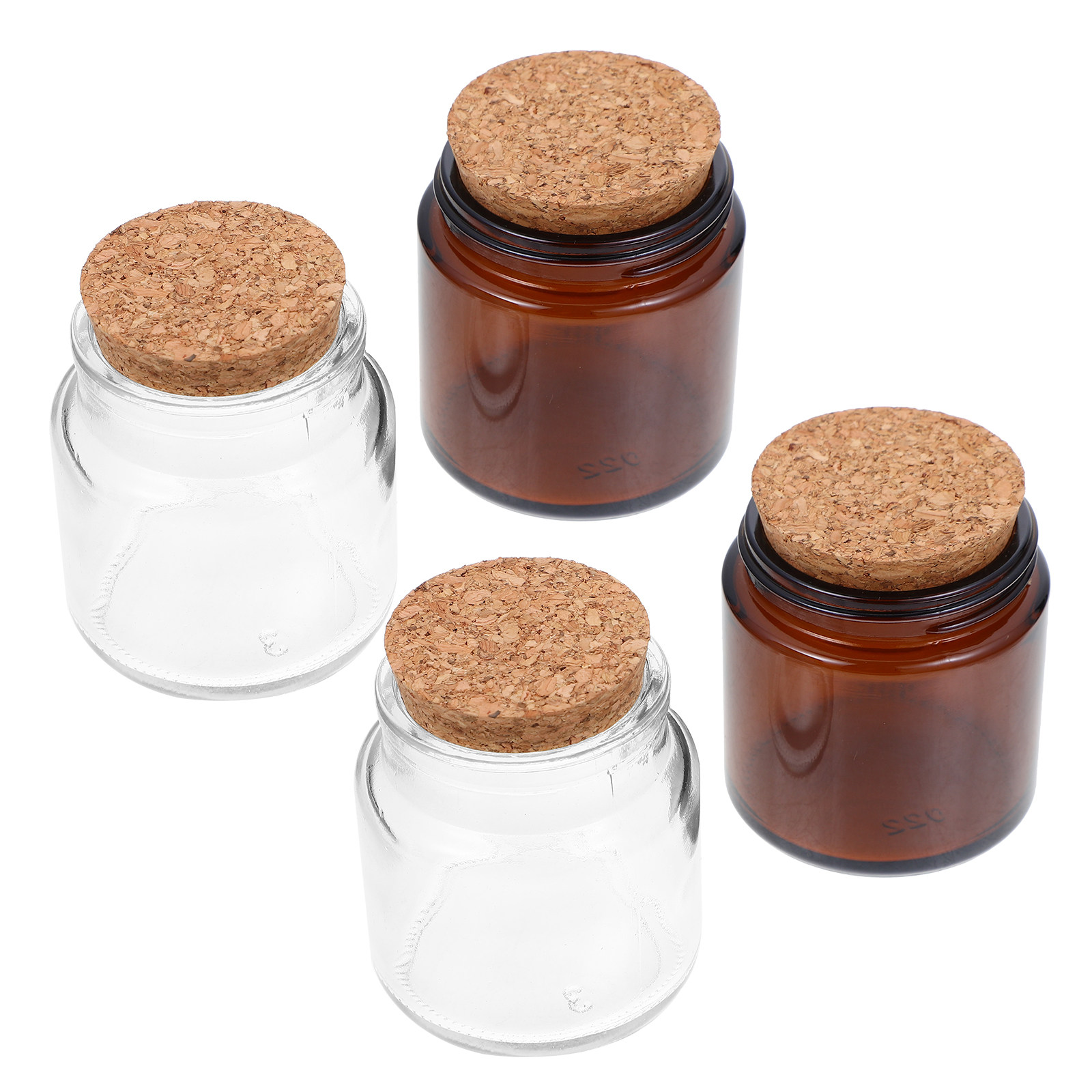 Candle Supplies Glass Jars - キャンドル作り用のガラス瓶4個セット。木製の蓋付きで、香りを閉じ込めるのに最適。DIYクラフト用品として。