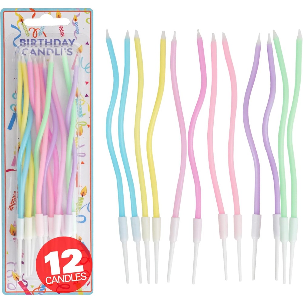 レインボースパイラルバースデーケーキキャンドル12個セット（ - Supplies Of Candle のレビューと価格