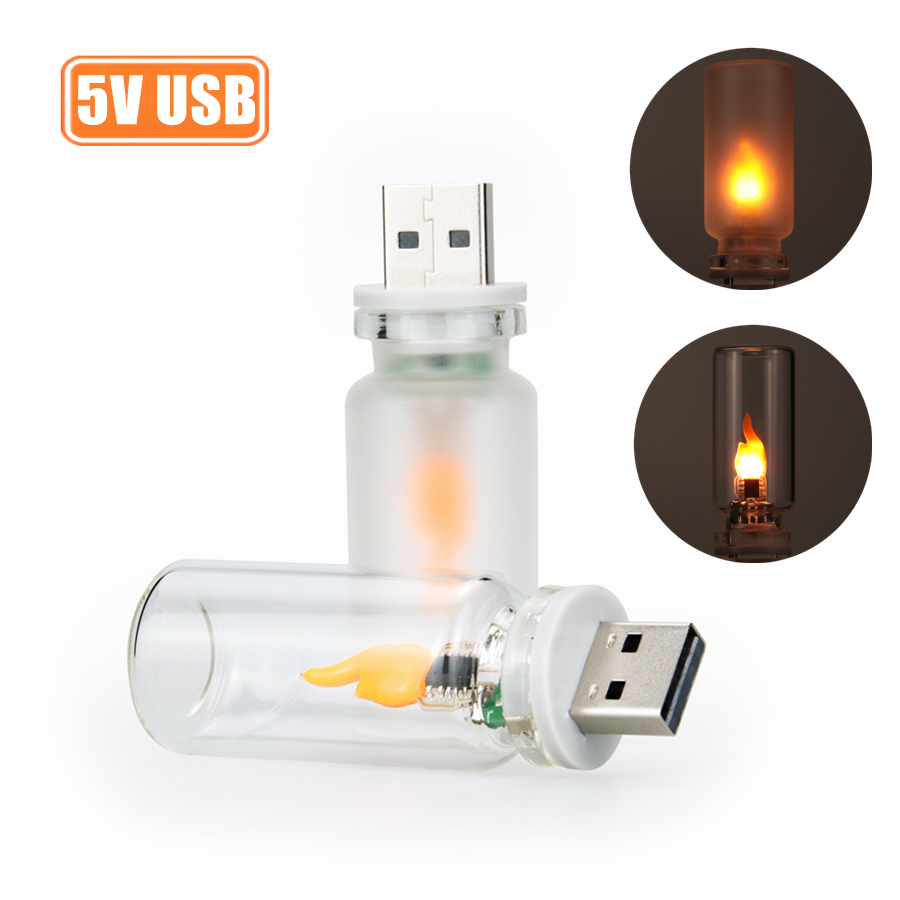 LED炎効果キャンドル USB点滅ファイヤーナイトライト ガ - Candle Supplies Glass Jars のレビューと価格