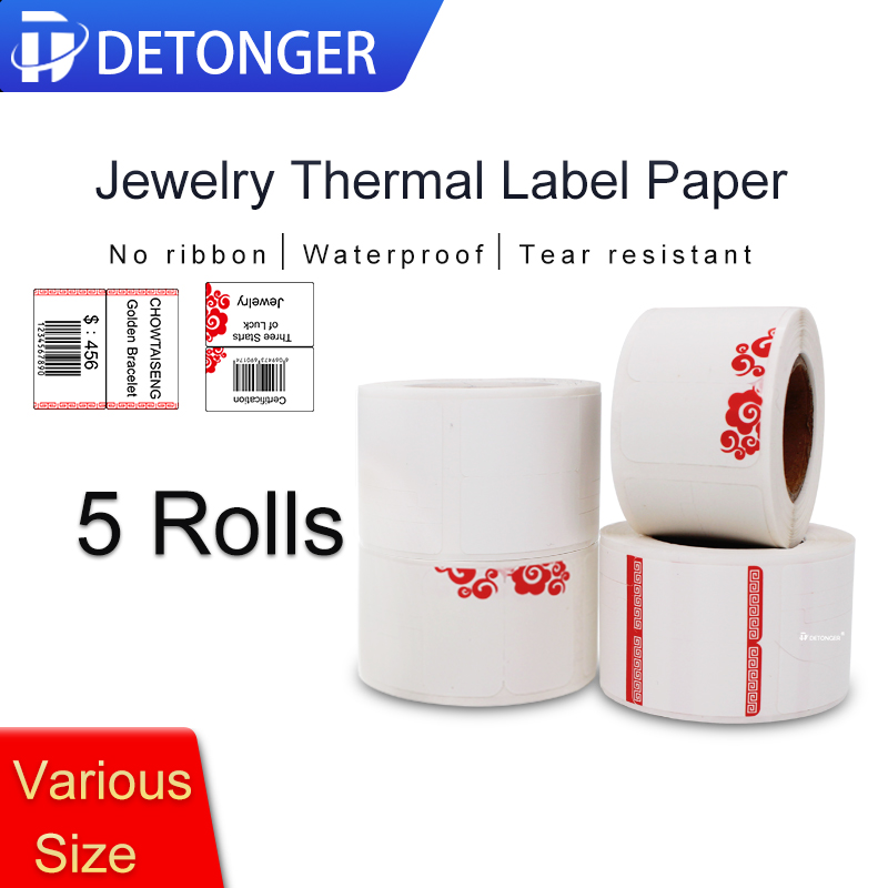 DETONGER サーマルジュエリーラベル紙 5 ロール防水 - Sticker Label Template のレビューと価格
