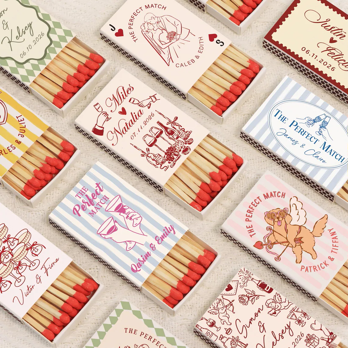 カスタマイズされたレトロなウェディングマッチボックスステッカ - Sticker Label Template のレビューと価格