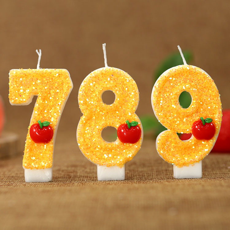 赤いリンゴの新鮮な黄色のデジタルバースデーキャンドル - パ - Supplies Of Candle のレビューと価格