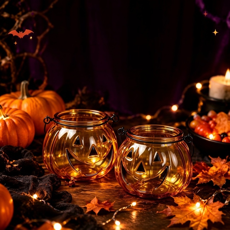 ハロウィン用パンプキンガラスキャンドルホルダー（金属製ハンド - Candle Supplies Glass Jars のレビューと価格