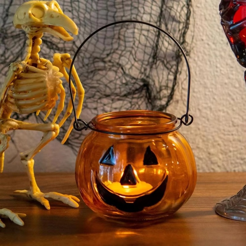 ハロウィン用パンプキンガラスキャンドルホルダー（金属製ハンド - Candle Supplies Glass Jars のレビューと価格